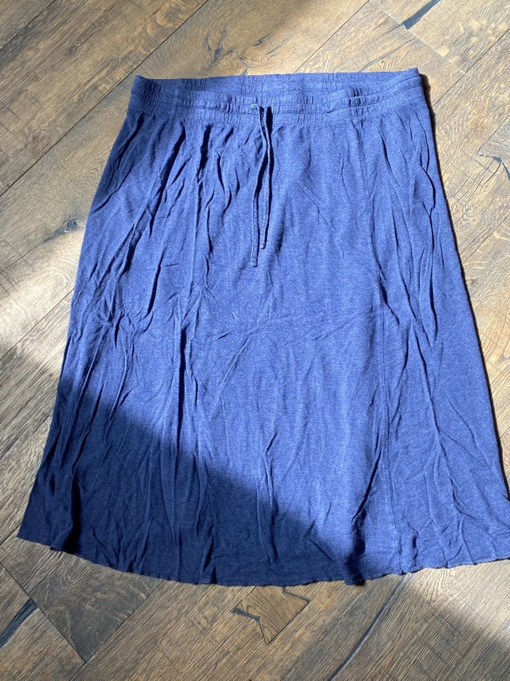 Joe Fresh Blue Linen-Blend Midi Skirt Elastic Waist Drawstring XL